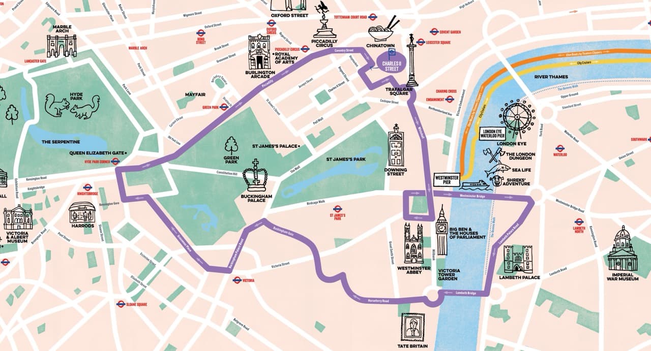 Map of the Kids Tour route