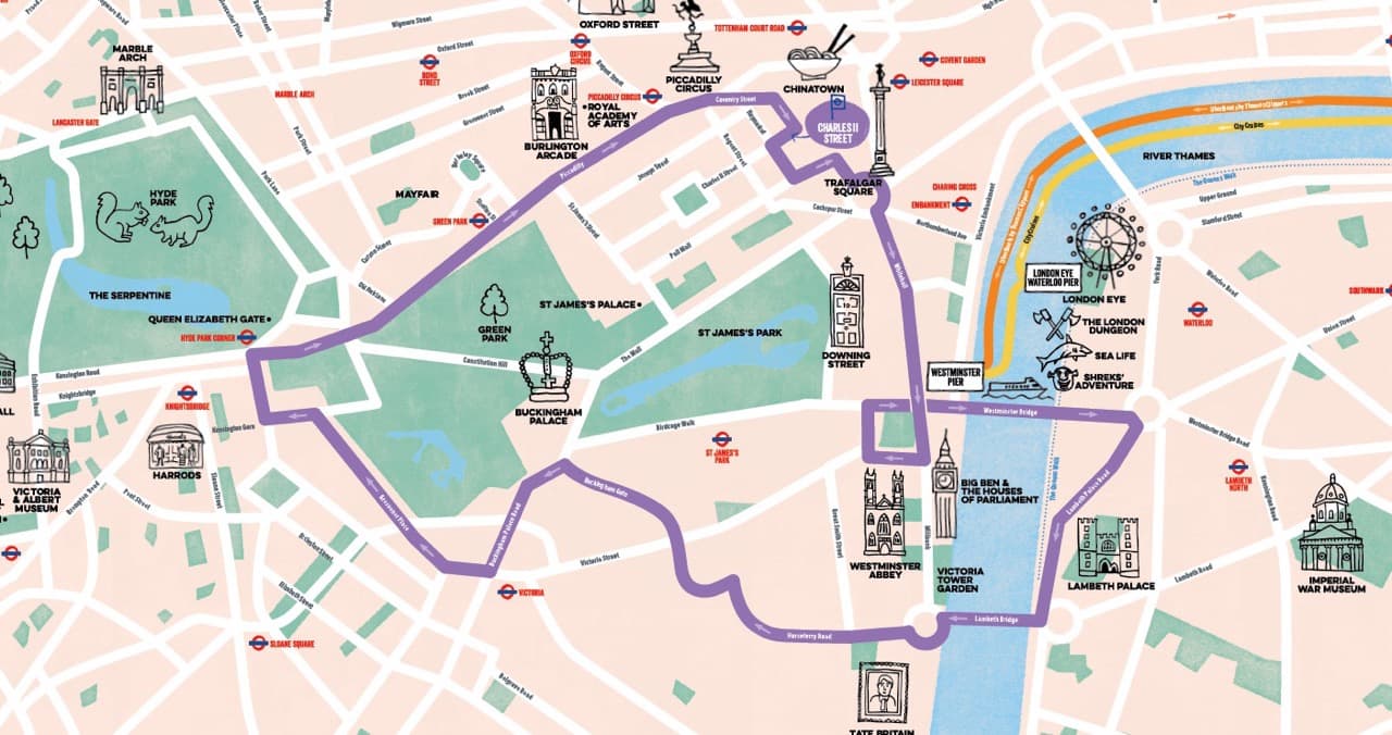 Map of the Kids Tour route