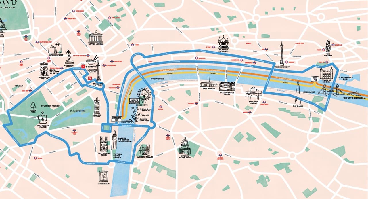 Map of the By Night Tour route